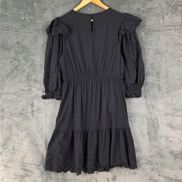 Womens Dress Large Boho Cottagecore Floral Eyelet Ruffle Peasant Hippie Prairie - Picture 8 of 8